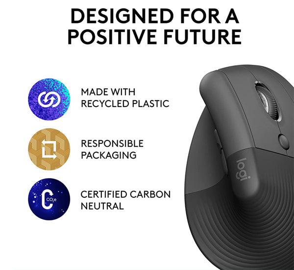 Logitech Lift Wireless Mouse-Graphite/Black